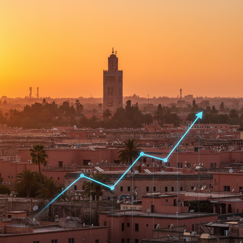 Prix immobilier Marrakech 2026 avec vue sur la Koutoubia au coucher du soleil